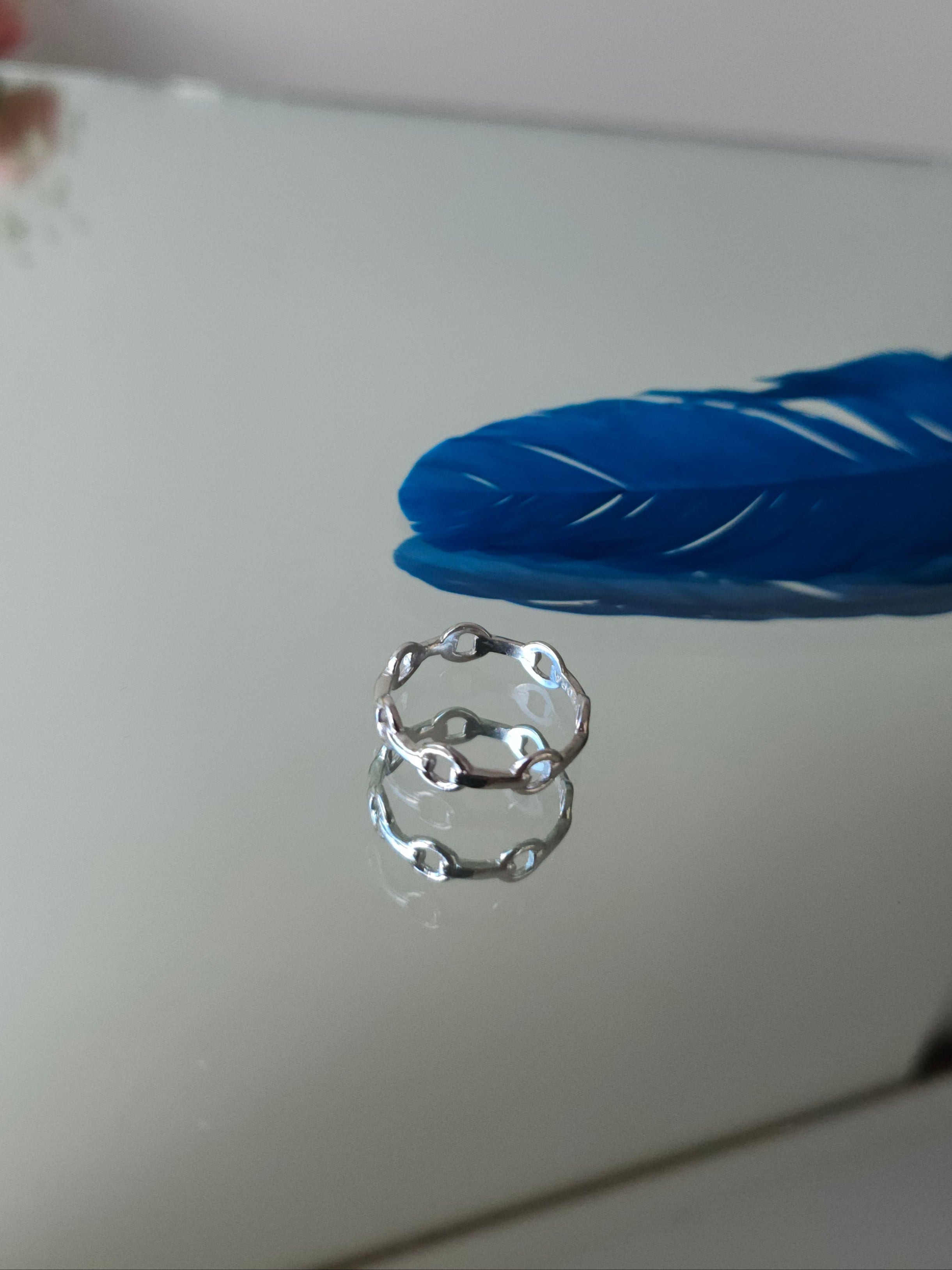 Anillo Cadena con cubierta en Rodio