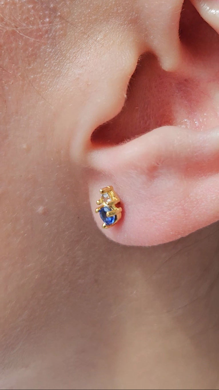 Aretes Dua con Cianita y Cuarzo blanco con  cubierta en Oro de 14K