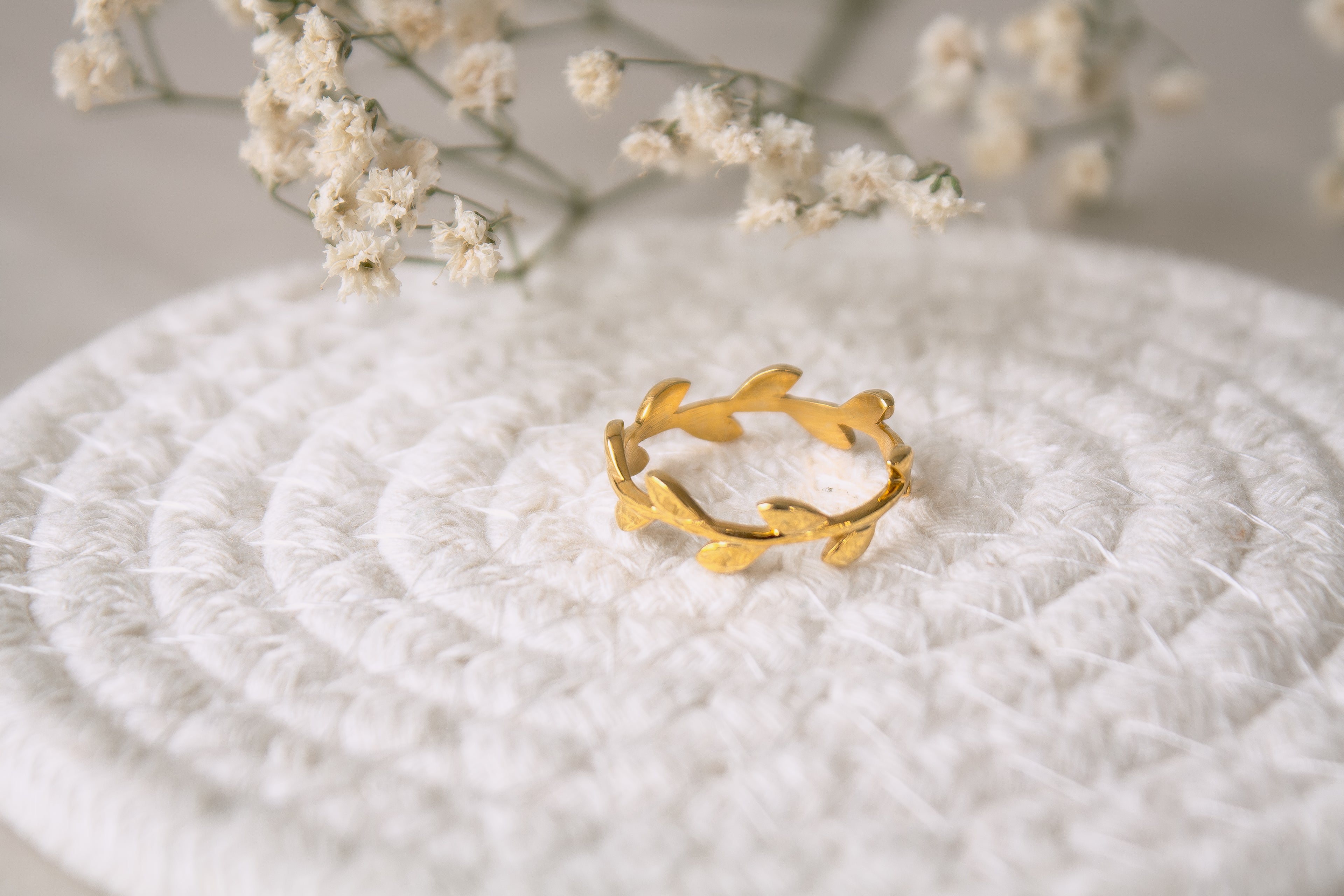 Anillo Hojitas con cubierta en Oro