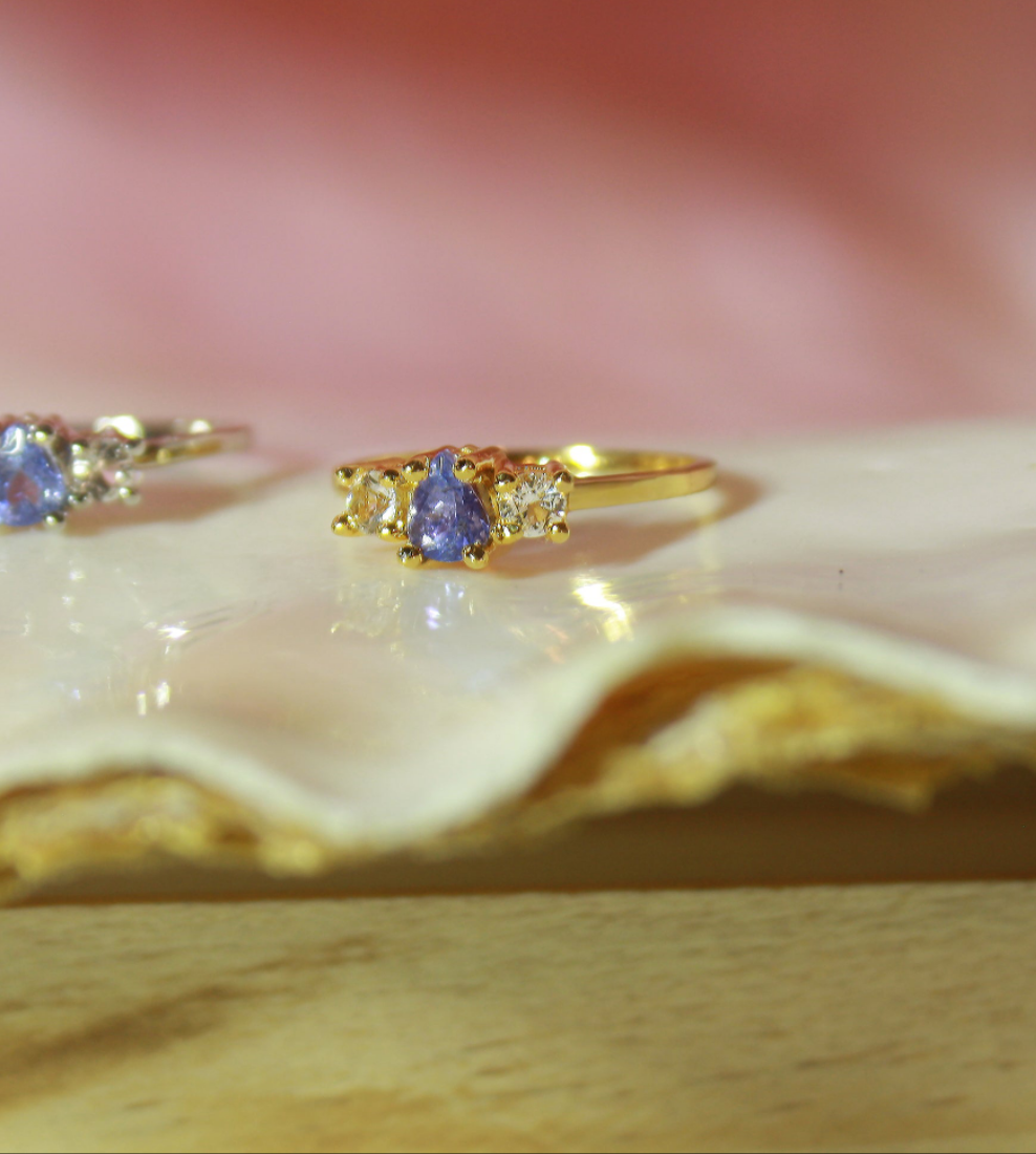 Anillo Tanzanita con cubierta en Oro