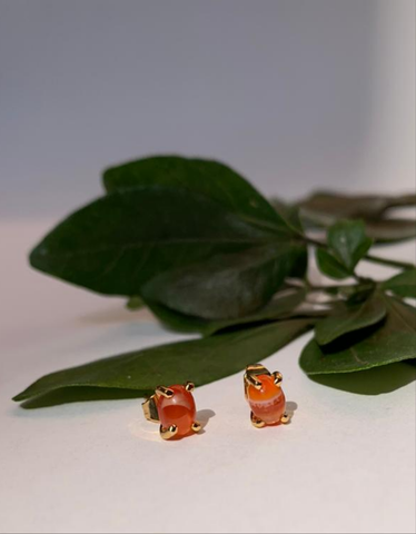 Aretes Coralina Cabuchón cubierta en Oro