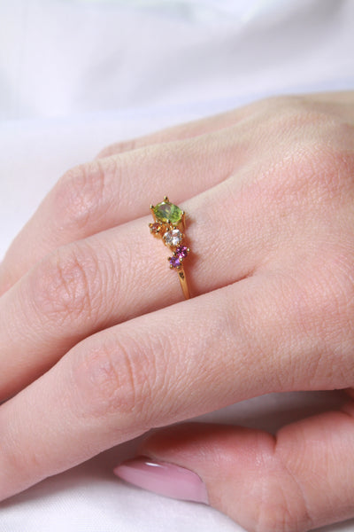 Anillo Confeti con Peridoto cubierta en Oro