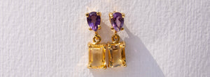 Aretes Kate con Citrinos y Amatistas