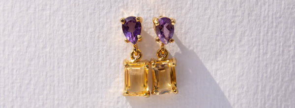 Aretes Kate con Citrinos y Amatistas