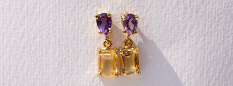 Aretes Kate con Citrinos y Amatistas