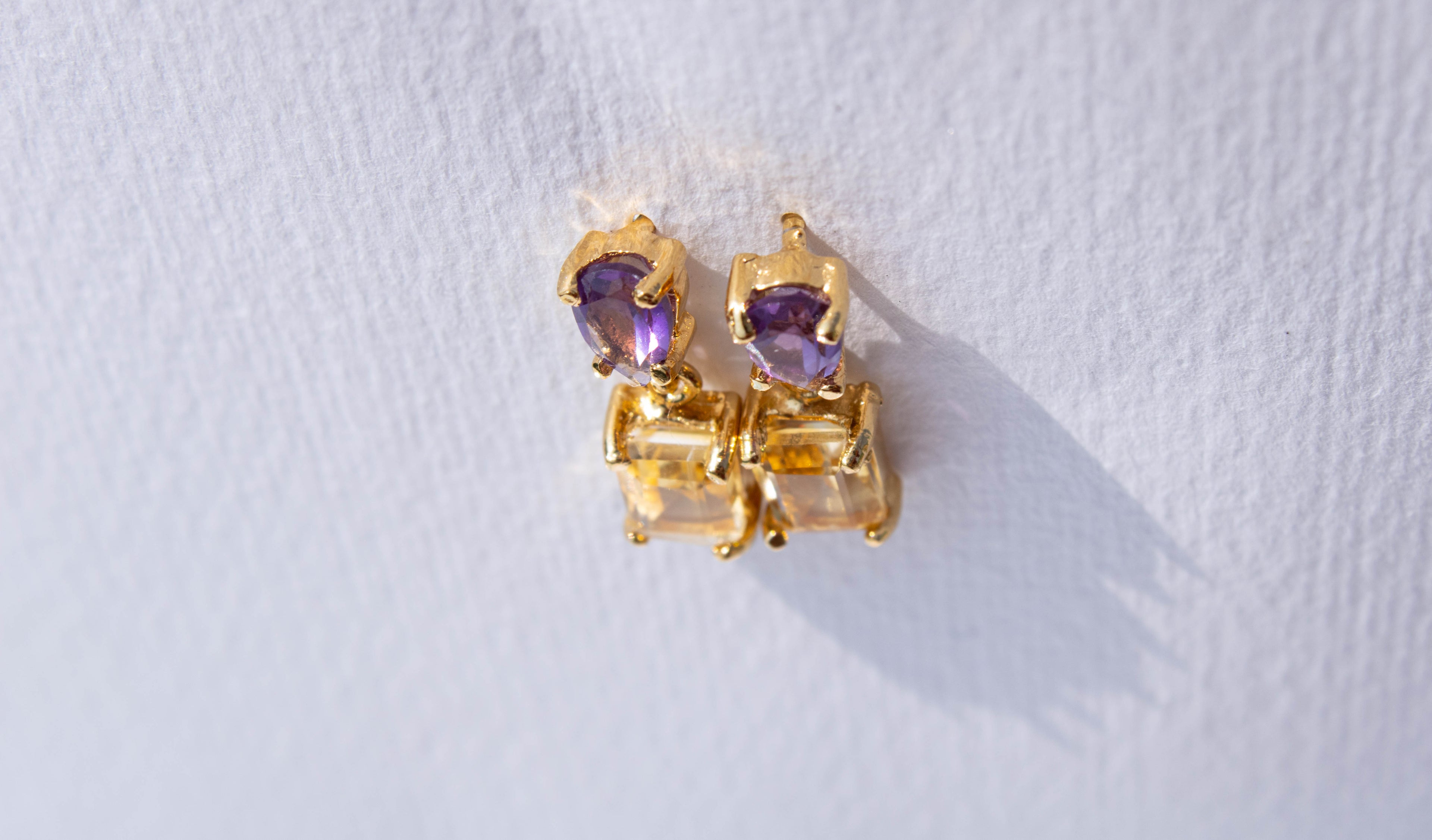 Aretes Kate con Citrinos y Amatistas
