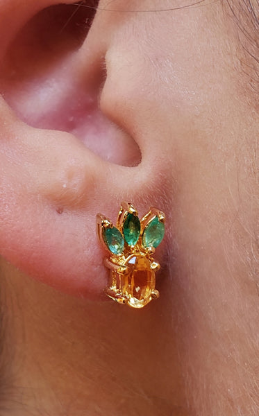 40%  OFF Aretes Piña con Esmeraldas y Cuarzo Citrino