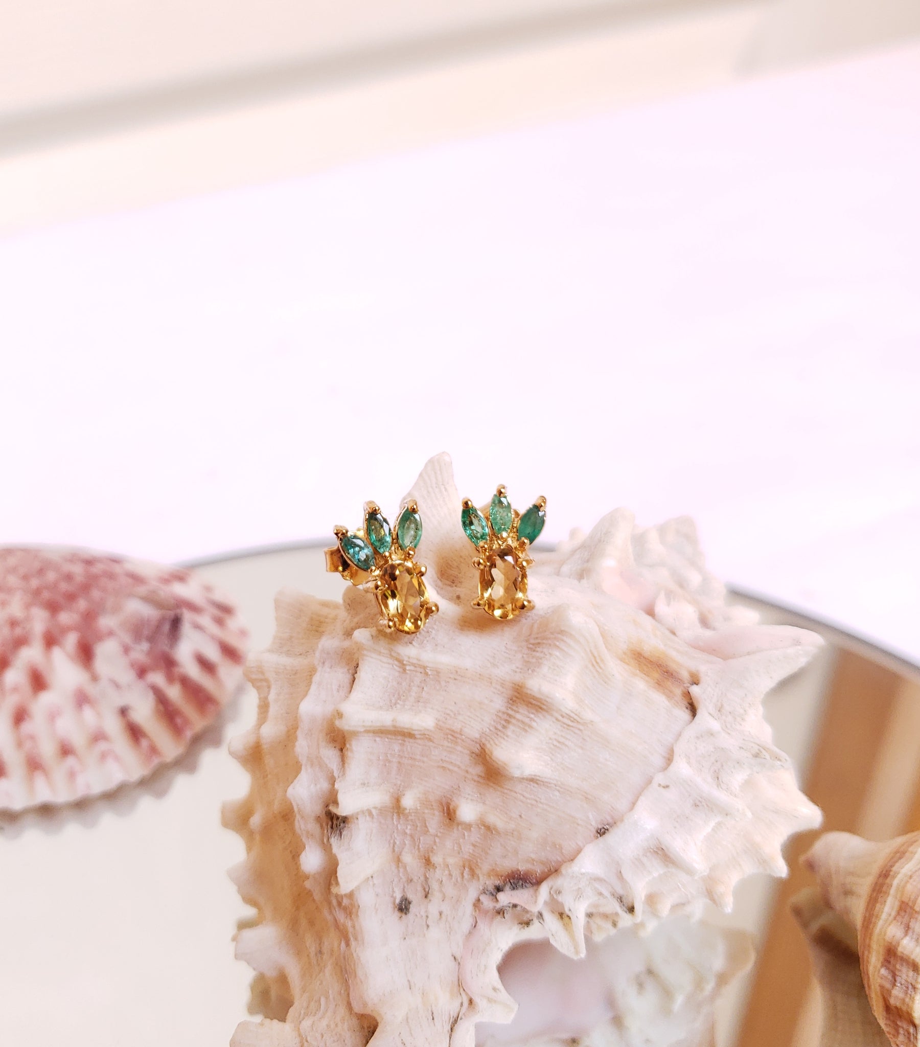 40%  OFF Aretes Piña con Esmeraldas y Cuarzo Citrino