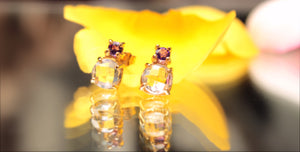 Aretes violeta con cuarzos blancos y amatistas