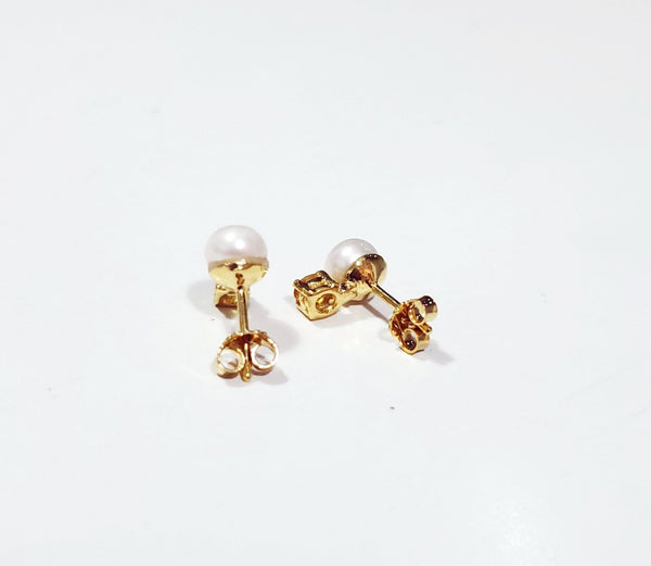 Aretes mini con cuarzos citrinos y perla cultivada